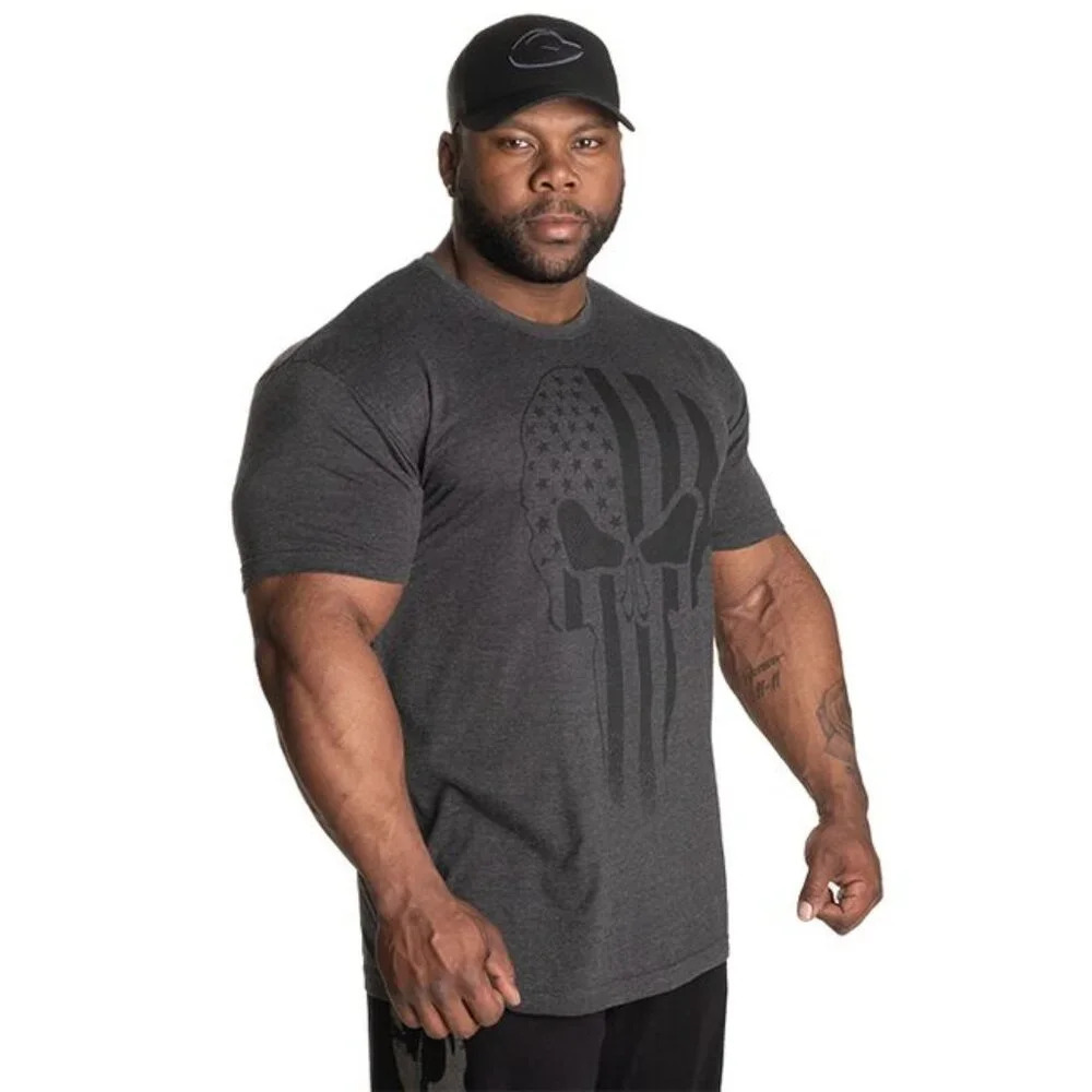 Gasp Skull Standard Tee, Dark Grey Melange - Picture 2 of 4